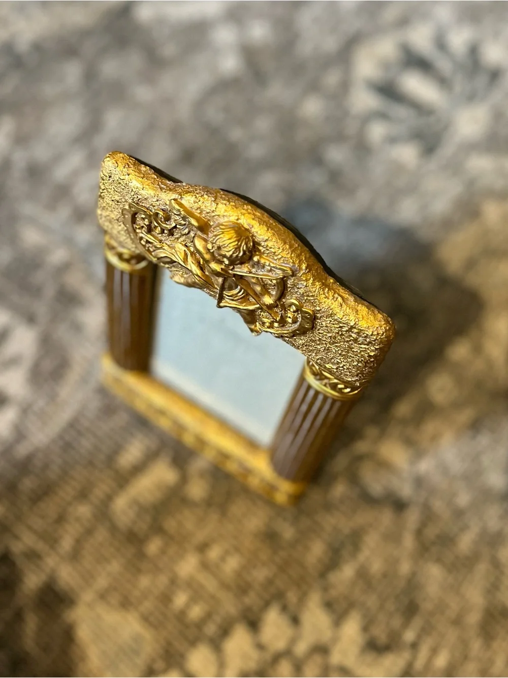 Vintage Gold Cherub Cupid Picture Frame 1990s Hollywood Regency 3.5 x 5” Photo